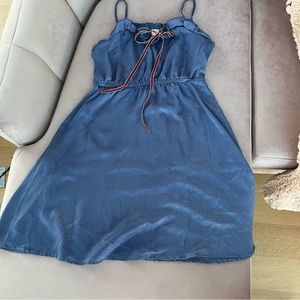 Preloved semi satin bow tie spaghetti strap flare dress